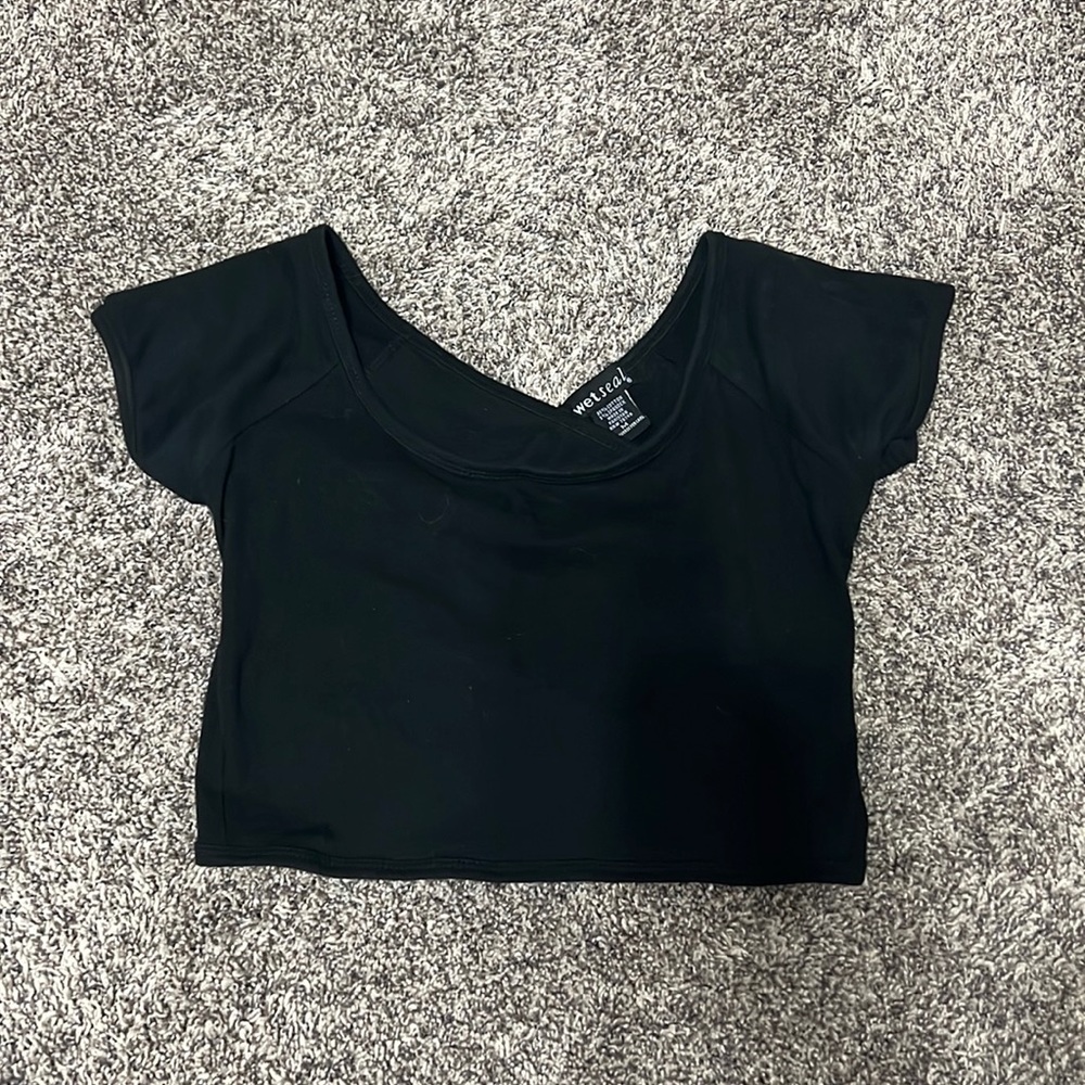 Black crop top crisscross in back